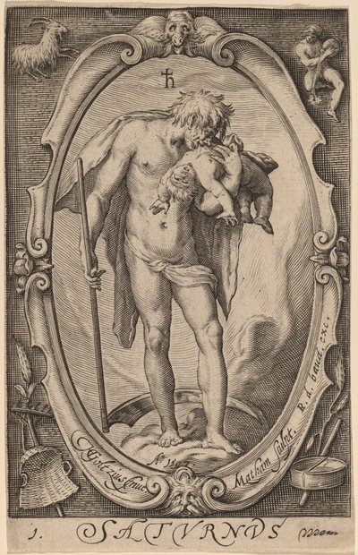 Saturn af Jacob Matham after Hendrik Goltzius