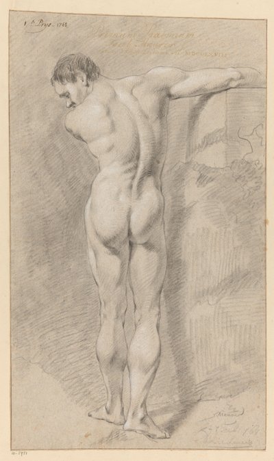 Stående nøgen mand, set bagfra (1. præmie 1768) af Jacob Maurer