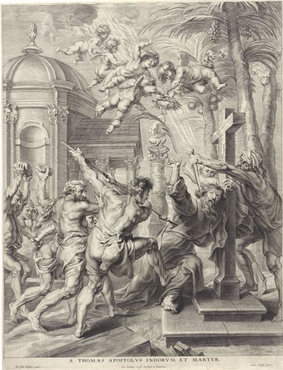 Marteldood van de apostel Tomas St. Thomas Apostel af indianerne og martyren (titel på objektet) af Jacob Neefs