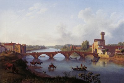 Ponte a Mare i Pisa af Jacob Philipp Hackert