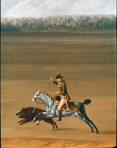 Ferdinand IV på jagt efter vildsvin på Cassano Estate. Detaljemaleri af Jakob Philipp dit Hackert d