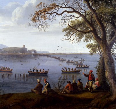 Ferdinand IV på jagt efter hønsehøns ved Fusaro-søen, af Jacob Philipp Hackert (1737-1807), Detail af Jacob Philippe Hackert