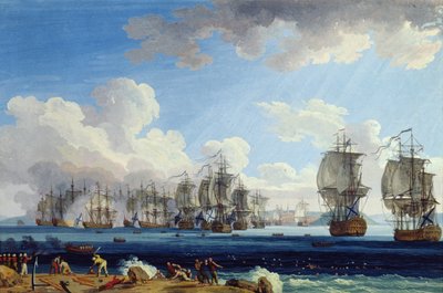 Slaget ved Chesma den 5. juli 1770 af Jacob Philippe Hackert