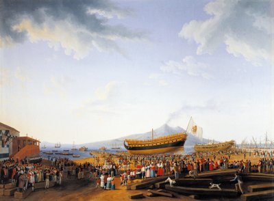 Castellammare di Stabia skibsværft, af Jacob Philipp Hackert af Jacob Philippe Hackert