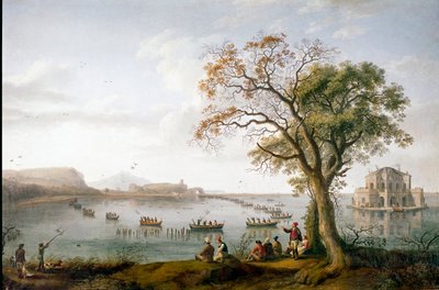 Hundejagten på Ferdinand I af de to Sicilier ved Fusaro-søen nær Napoli, Italien af Jacob Philippe Hackert
