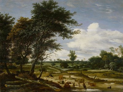 Landskab med hyrder og kvæg af Jacob Salomonsz. van Ruysdael