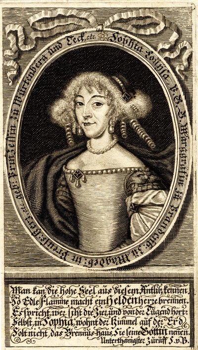 Portræt af Sophie Louise af Württemberg-Stuttgart 1642-1702, markgrevin af..., 1672. af Jacob Sandrart von