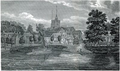 Gravering af St Nicholas Church Chiswick af Schnebbelie 1807 af Jacob Schnebbelie