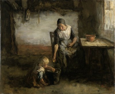 Kvinde skræller kartofler af Jacob Simon Hendrik Kever