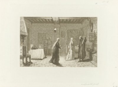 Figurer i et indre rum på et slot af Jacob Taanman