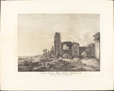 Overskydende vand Marzia, Claudia og den gamle Aniene af Jacob Wilhelm Mechau