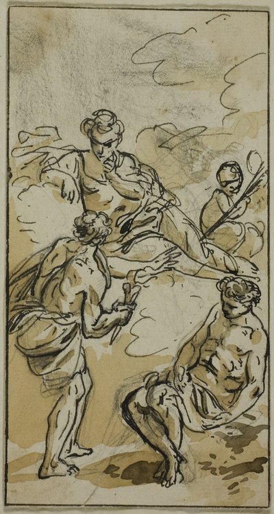 Gudinde viser sig for to skikkelser af Jacob Wilhelm Mechau