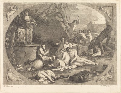 bachchanal af Jacob Wilhelm Mechau after Giulio Carpioni