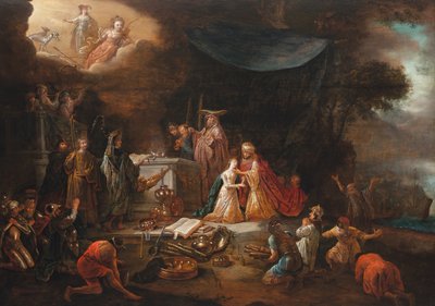 The Sacrifice of Iphigenia (olie på panel) af Jacob Willemsz de (c.1630 after 1675) Wet