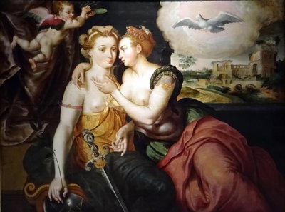 Jacob de Backer og værksted - Allegorien "Retfærdighedens og fredens kys" omkring 1580 af Jacob de Backer