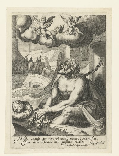 Manasse som en angrende synder Otte angrende syndere fra Det Gamle og Nye Testamente (serietitel) af Jacob de Gheyn (II) (workshop of)