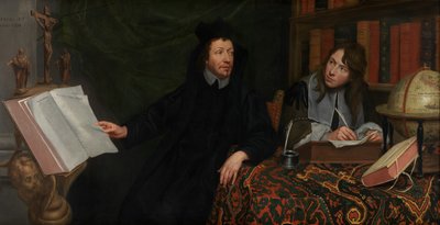 Portræt af en teolog med sin sekretær af Jacob van Oost