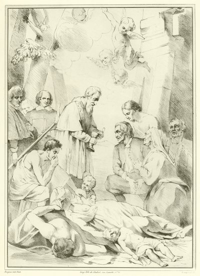 St Macarius af Gent giver hjælp til pestofrene af Jacob van Oost