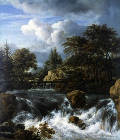 Et vandfald i et klippelandskab, 1660-70 af Jacob van Ruisdael
