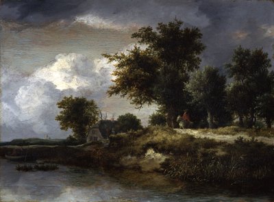En skovklædt flodbred af Jacob van Ruisdael