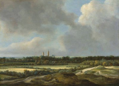 Et vidtstrakt landskab med kornmarker, Heemstede bagved af Jacob van Ruisdael
