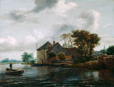 Gård og hayrick ved en flod af Jacob van Ruisdael