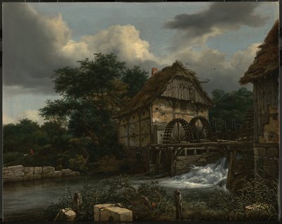 To vandmøller og en åben sluse af Jacob van Ruisdael