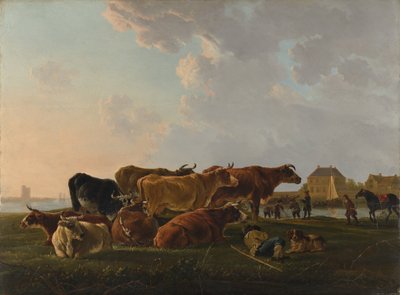 Landskab med Kvæg, formentlig ca. 1800. af Jacob van Strij