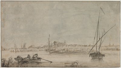 Udsigt over Dordrecht fra floden af Jacob van Strij