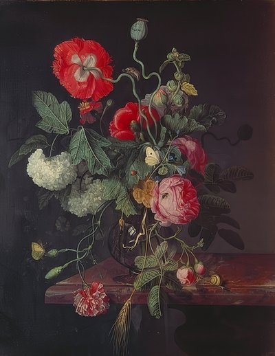 Blomster i en glasvase. 1667 af Jacob van Walscapelle