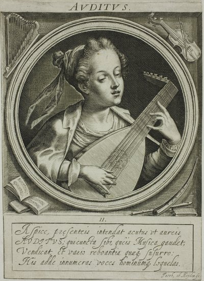 Lyd, planche to fra De fem sanser af Jacob van der Heyden