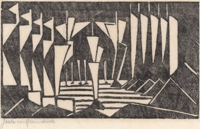 Komposition (Sejlads på en sø) af Jacoba van Heemskerck (signed by artist)