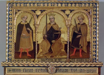 Retfærdighed mellem St. Felix og St. Fortunato af Jacobello del (attr. to) Fiore