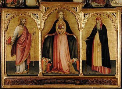 Jomfru og barn med St. James the Greater og St. Anthony (tempera på panel) af Jacobello del Fiore