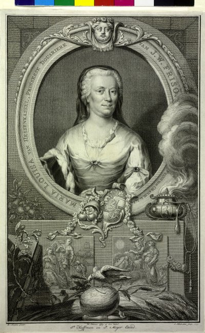 Landgrevinde af Hessen Kassel Mary Louisa (print) af Jacobus (after) Houbraken
