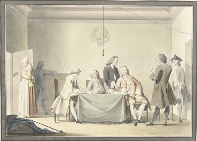 Kommissærernes møde for at modtage Liberale Gifte eller 50. medalje, 12. september 1747 af Jacobus Buys (signed by artist)