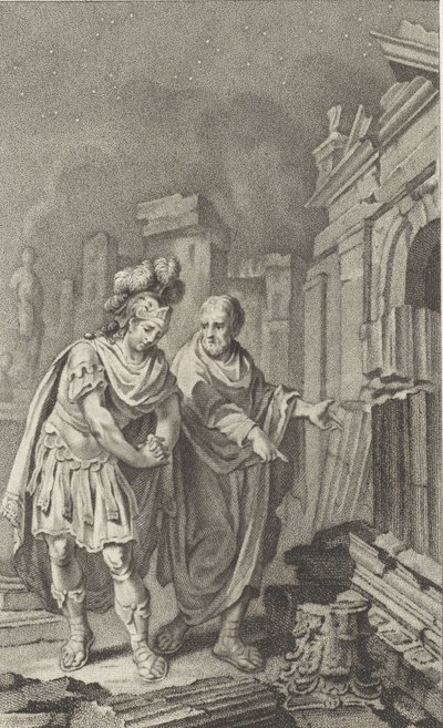 Scipio Aemilianus før ruinerne af Karthago i selskab med Polybius, 1797. af Jacobus Buys