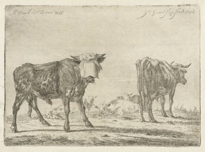 Tyr med bind for øjnene med flok kvæg af Jacobus Cornelis Gaal