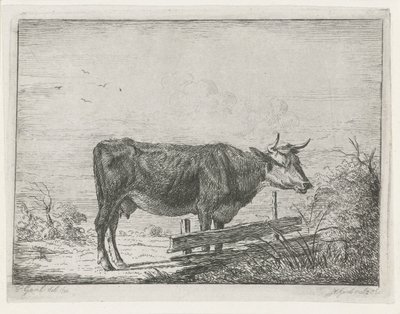 Ko stående ved et hegn af Jacobus Cornelis Gaal