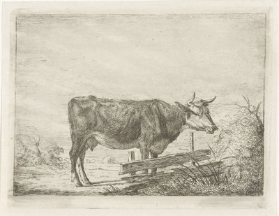 Ko stående ved et hegn af Jacobus Cornelis Gaal