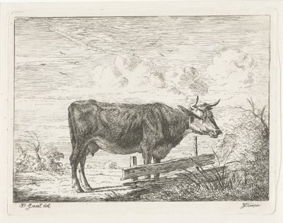 Ko stående ved et hegn af Jacobus Cornelis Gaal