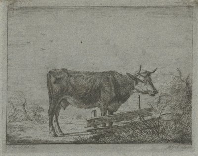 Ko stående ved et hegn af Jacobus Cornelis Gaal