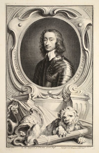 Portræt af generalleutnant Fleetwood, illustration fra "Heads of Illustrious Persons of Great Britain", udgivet af Knapton, London 1742 af Jacobus Houbraken