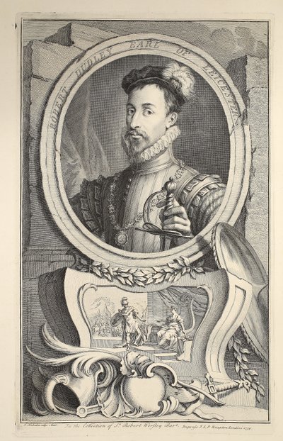 Portræt af Robert Dudley, jarl af Leicester, illustration fra 