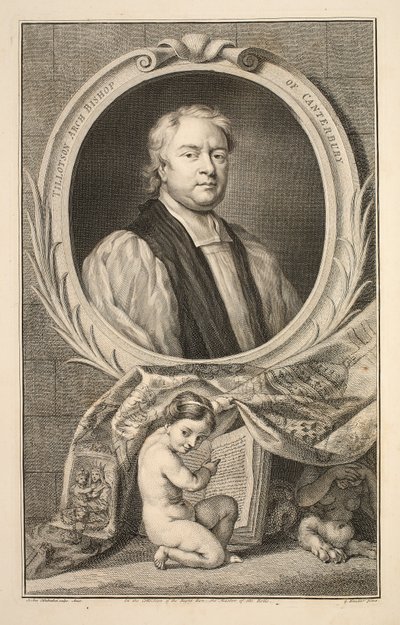 Portræt af Tillotson, ærkebiskop af Canterbury, illustration fra 