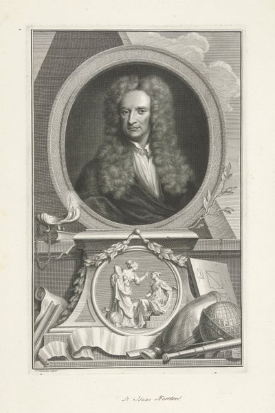 Sir Isaac Newton (1642-1726), engelsk fysiker og matematiker af Jacobus Houbraken