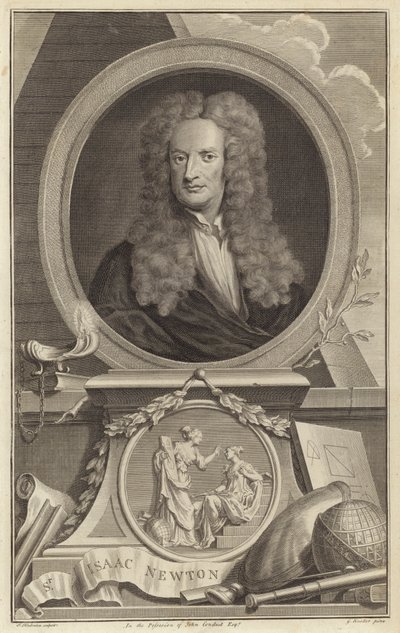 Sir Isaac Newton, engelsk fysiker, matematiker og astronom af Jacobus Houbraken