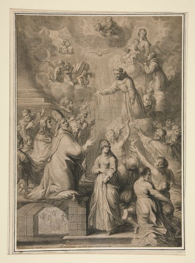 Uddelingen af franciskanerstrenge af Jacobus Neeffs