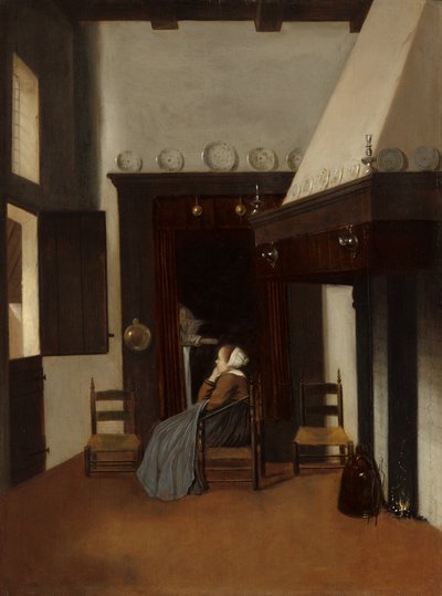 Ung kvinde i et indre, ca. 1660. af Jacobus Vrel