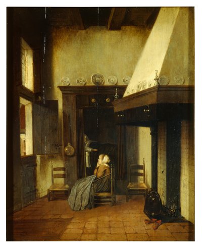 Sygeplejersken (olie på panel) af Jacobus Vrel or Frel